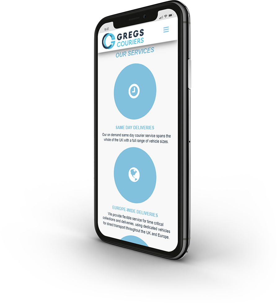Gregs Couriers widok na telefonie